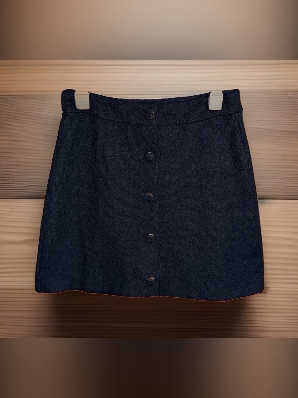 MICHAEL Michael Kors Black Button-Front A-Line Mini Skirt-S-EC